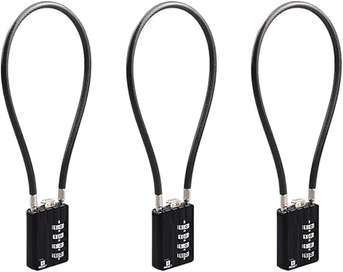 Miniatura 18 de RESET-201 (1 Pack) Candado de combinación de 4 dígitos con cable flexible de 20 pulgadas (50cm), cerradura de cable largo para bote de basura,