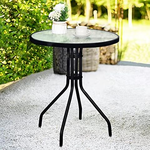 DIMAR GARDEN 24" Outdoor Side Table with Glass Top Cover