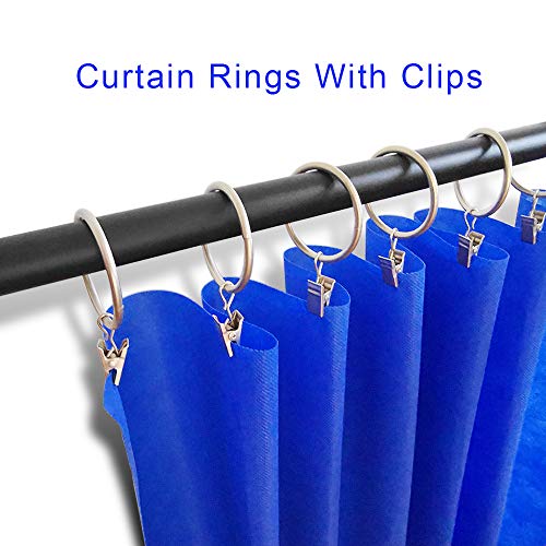 image for LLPJS Metal Curtain Rings with Clips, Heavy Duty Drapery Hanging Rings