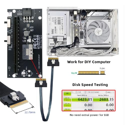 Image of Slimline 8X SFF-8654 74Pin to PCIE PCI-Express 16x Adapter TGX with PCI-E 6Pin Power Switch Port