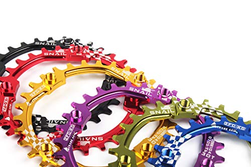 Snail Ultralight Aluminum Alloy 30T Cycling Chainring 104BCD Four Chainring Bolts for Road Bike Mountain Bike BMX MTB Single Chain Ring (Red) - Thumbnail 4