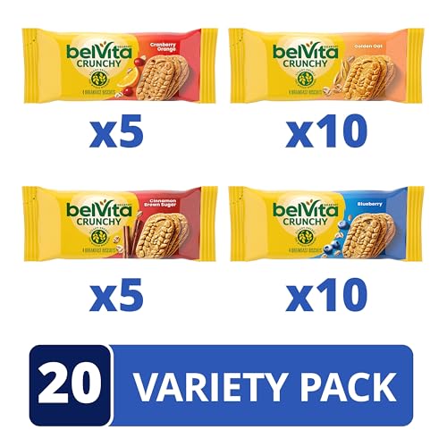 Image of belVita Breakfast Bars Biscuits Variety Pack, 4 Flavors, 30 Total Packs, 6 Boxes (4 Biscuits Per Pack)