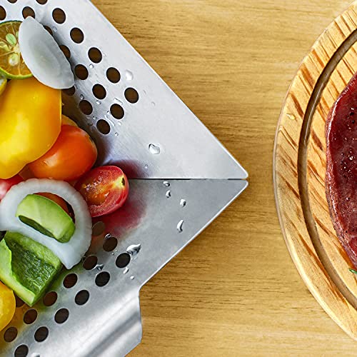 Jy Cookment Grill Basket- Stainless Steel Grilling Basket For Indoor And Outdoor Use, Heavy Duty Vegetables Grill Basket For Veggies And Kabob, Suitable For All Grills, Dishwasher Safe #TOP6