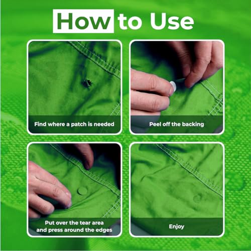 aZengear Repair Patches for Jackets, Tent, Shoe Toe, Air Mattress, Inflatables, PVC Gear - Waterproof, Self-Adhesive, Tear-Cold-Heat-Resistant, Down Puffer Coat (11 Pcs, Cool Green)