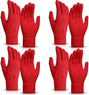 4 Pairs Magic Winter Gloves Unisex Gloves Knit Stretchy Mitten Bulk Full Fingers Warm Gloves for Men Women Sports