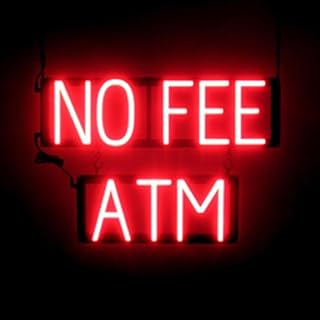 SpellBrite NO FEE ATM Sign for Business | ATM & EBT-Related Sign with Neon Look, Red LED Light Source | 21.5" x 15.0"