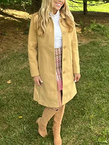 Jenkoon Women's Wool Trench Coat Winter Long Thick Overcoat Walker Coats(Khaki,Xl) #TOP2