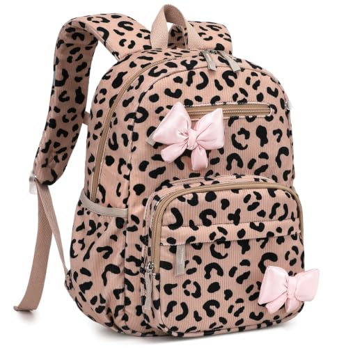 Similove Corduroy Toddler Backpack for Kids 2-4 Kids backpack for Boys Girls - 13inch Girls Backpack Kids Bookbag for School Preschool Kindergarten Daycare Daypack(Leopard)
