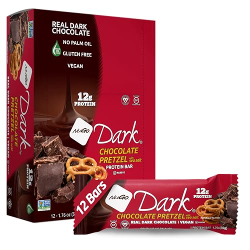 Image of Nugo Dark Chocolate Pretzel Bar with Sea Salt, 1.76 oz., 12-Count