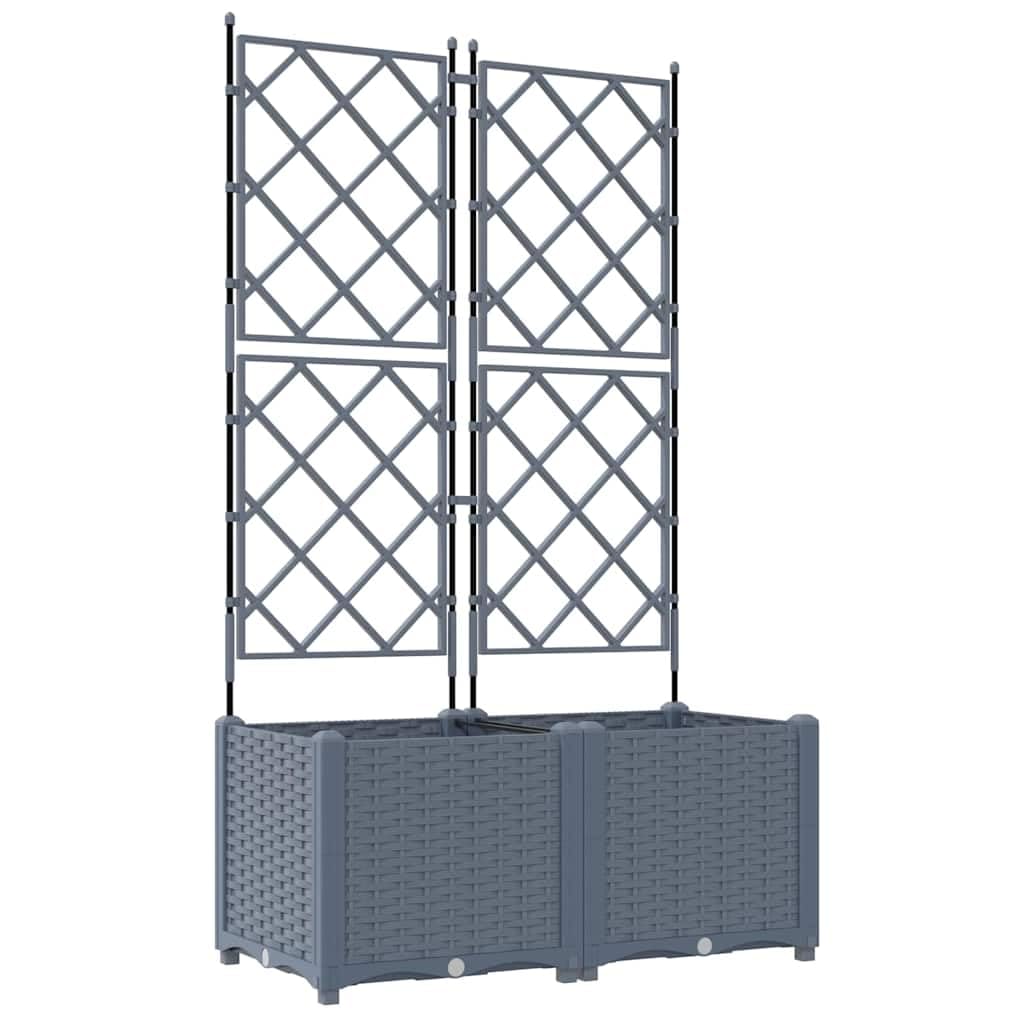 Nowoczesna donica ogrodowa 2 sztuki jasnoszary 80x40x143 cm z trelisem na taras balkon odporna na warunki atmosferyczne łatwy montaż plastik