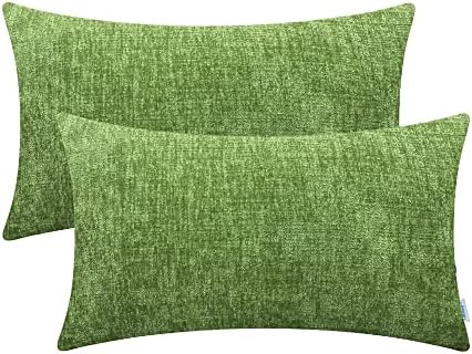 CaliTime Pack of 2 Cozy Throw Pillow Covers Cases for Couch Sofa Home Decoration Solid Dyed Soft Chenille 45cm X 45cm Burgundy