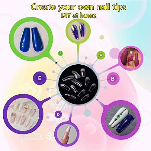 Wobodan Nail Tips Long Coffin, 550Pcs Press On Nails Half Matte Fake Nails Clear Artificial Acrylic Nail Extensions For Nails Art Salon Design At Home #TOP1
