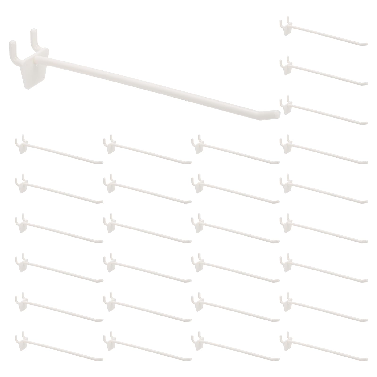 PATIKIL Pegboard Hooks, (8 Inch, Milky White, Fit 1/4" Pegboard) (50 Pcs), ABS Plastic Peg Board Utility Hook Hanger Wall Storage Organizer, Suit for - Garage/Office/Home/Shop