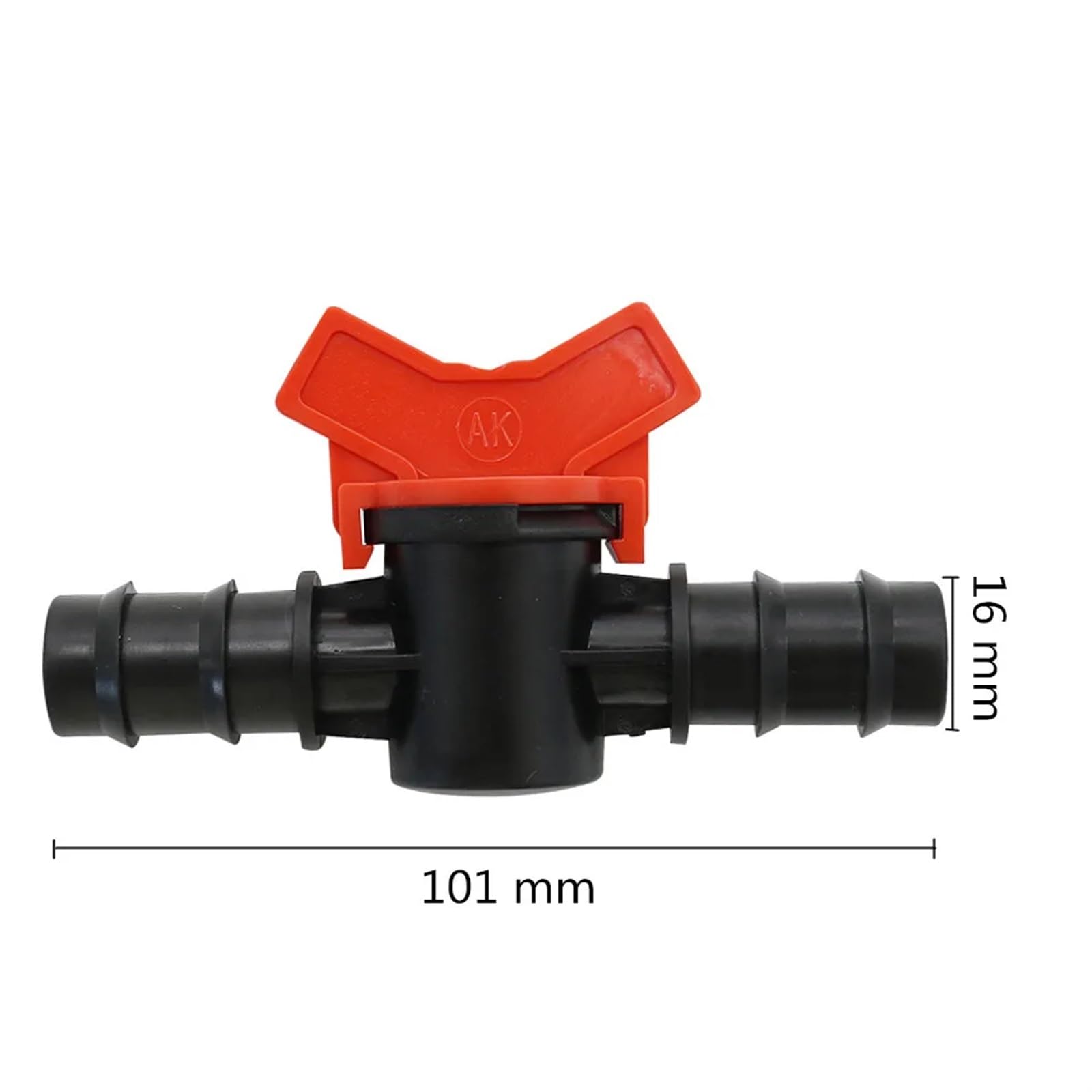 Valvola di controllo dei raccordi for tubi di irrigazione collegata con tubo flessibile da 16 mm, valvola di passaggio del tubo di gocciolamento, valvola di controllo del flusso dell'acqua agricola, 1