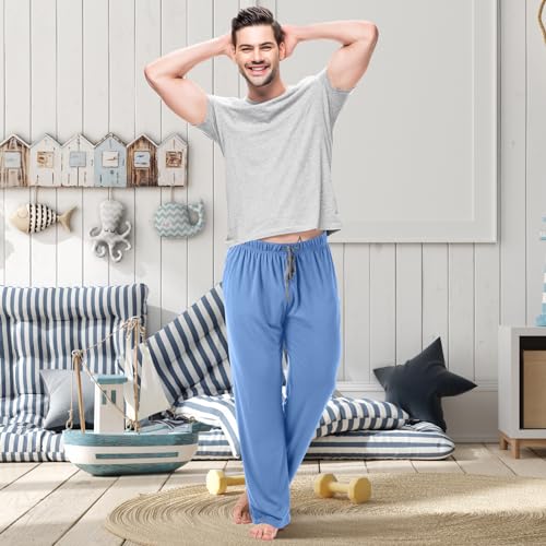 3 Pack Mens Cotton Sleepwear Pajamas Pants with Pockets Soft Sleep Lounge Bottoms Sleep Pj Bottoms for Men4