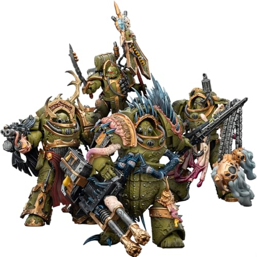 Image of JOYTOY Death Guard 1 /18 Action Figure Warhammer 40K - Death Guard Deathshroud Terminator (1 /2 /3) & Plague Marine Icon Bearer 4PCS Collectible Model Birhtday Gifts 15Age+