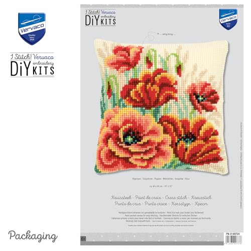 Coussin Coquelicots II Vervaco pour surmonter l'ennui du dimanche