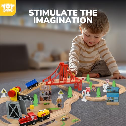 Toy Life PS01024 Wooden Train Set 80Pcs thumb #5