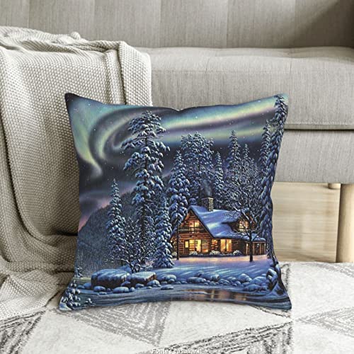 Housse de coussin en velours côtelé imprimé neige pour déco de canapé - 8