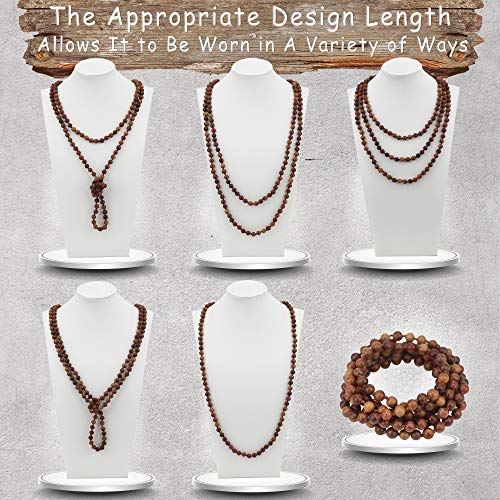 Firstmeet Fashion Natural Round Wood Beads 60'' Long Strand Art Deco Necklace for Women2
