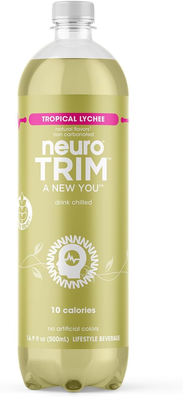 neuroTRIM | Tropical Lychee | Functional Beverage for Appetite Control, Non-Carbonated, Low Sugar, Low Calorie; 16.9 Fl Oz (Pack of 12)