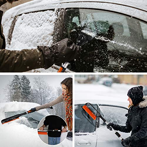 Seniny Car Ice Scraper with Brush, Extendable Snow Brush for Car, Detachable Car Snow Scraper and Brush with Foam Grip, Car Scraper Snow Brush for Trucks, Ice Scraper for Car - Thumbnail 3
