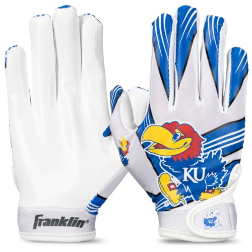 Franklin Sports NCAA Receiver Gloves - Youth XS/S - Kansas Jayhawks - image 1