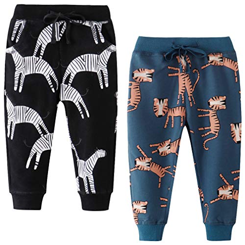 Little Boys Jogger Pants Toddler Boys' Drawstring Elastic Waist Cotton Casual Sweatpants 1PC/ 2 PCS Set