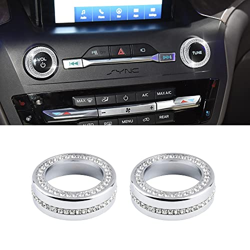 Lecart For Explorer Accessories Bling Ford 2020 2021 2022 Glitter Auto Interior Volume Vol Tune Knob Covers Cute Inner Car Decoration Trims Metal Decal Stickers #TOP5