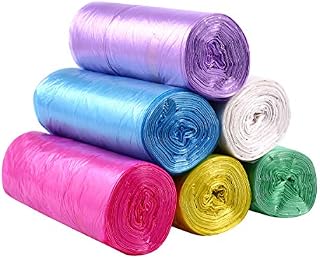 OUNONA 6 Rolls Small Trash Bags with Tie Handles Colorful Plastic Bags for Bathroom Kitchen Living Room Office