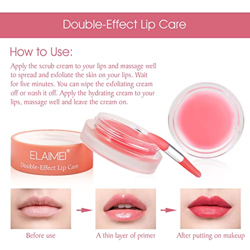 Double-Effect Lip Sleep Mask, Overnight Moisturizing Lip Balm With Hydrate, Lips Exfoliating Scrubs For Repairing Dry Lips (Strawberry) #TOP5