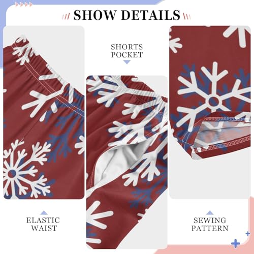 Boys' Pants Christmas White Snowflakes Red Long Bottoms Jogger Pants Elastic Waist Trousers with Pockets S-XL4