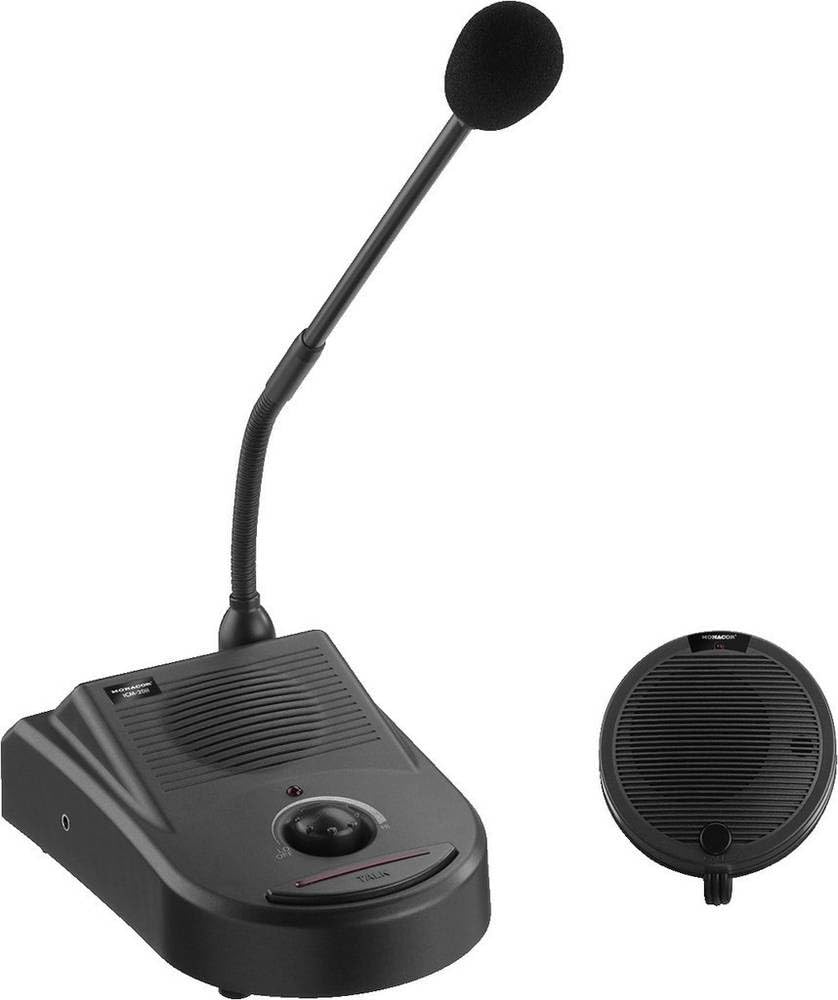 MONACOR ICM-20H - Interfono per reception, con amplificatore integrato, controllo volume, microfono a collo di cigno rimovibile