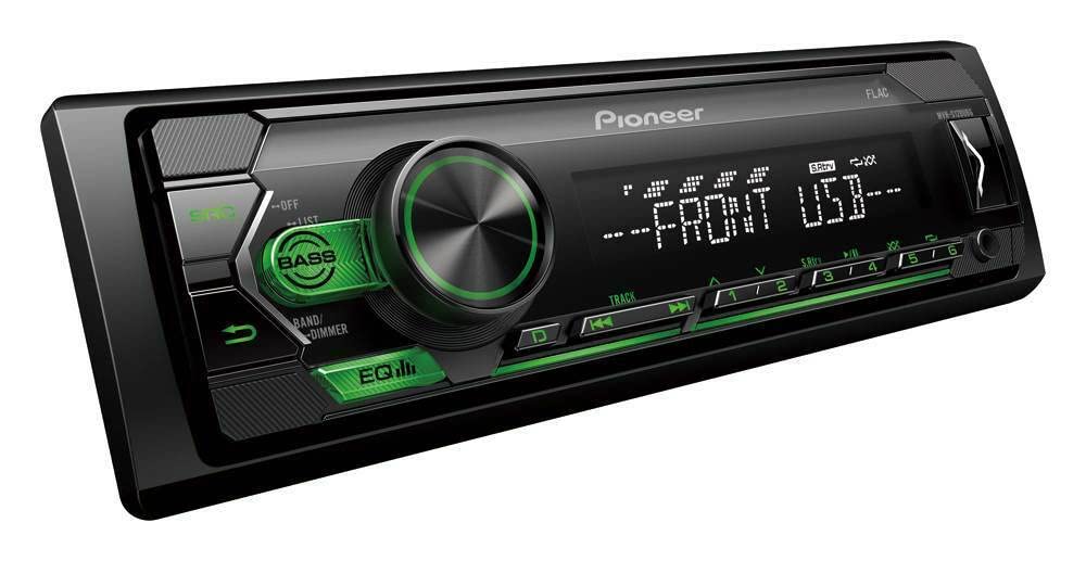 Pioneer MVH-S120UBG 1-DIN Autoradio mit grüner Beleuchtung und USB kompatibel mit Android-Smartphones inkl. Einbauset passend für Smart Roadster 2003-2005 anthrazit