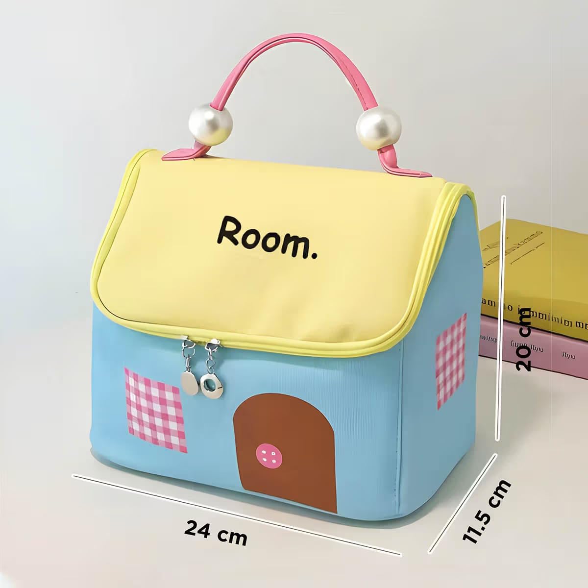 BLUE CRANE Makeup Pouch for Women, House Shaped Cosmetic Bag, Stylish Pouch for Makeup Accessories, Travel Pouch Vanity Kit Organiser Toiletry Bag Make up Pouch for Girls 3