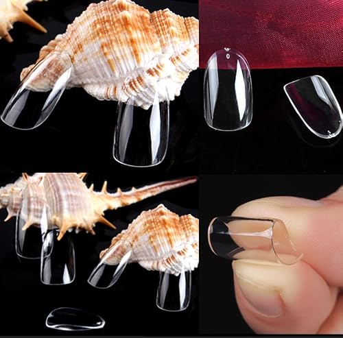 Una Gella Round Almond Fake Nails Clear Medium 216 Pcs Oval Nail Tips Almond Oval Press On Nails For Full Cover Acrylic Almond Oval Nails French False Nails 12 Sizes False Soft Gel Tips #TOP4