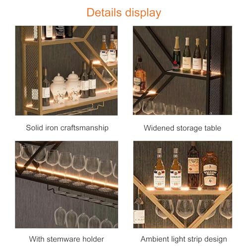 Soporte para botellas de vino de metal moderno con luz miniatura 6