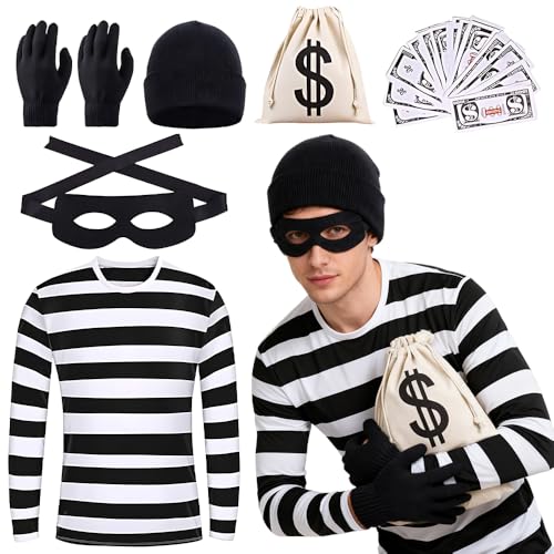 HOVCEH Disfraz de Ladrón de Bancos, 6 Piezas Disfraz de Ladrón,