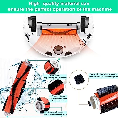 Ersatzteile für Xiaomi Roborock Mi Robot S5 Max S6 Max S6 Pure S6 MaxV S50 S51 S55 S60 S65 S5 S6, Staubsauger-Teile Zubehör kit 2 Zentralbürste&6 Seitenbürste&4 HEPA Filters&1 Reinigungshilfe – Bild 5