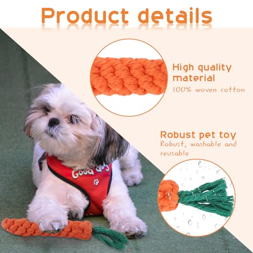 Moosono 2 Stück Hundespielzeug Karotte, Kauspielzeug für Welpen, Geflochten Seil Spielzeug Hund für Interaktives, Hundespielzeug Kleine Hunde für Kleine Mittelgroße Welpen