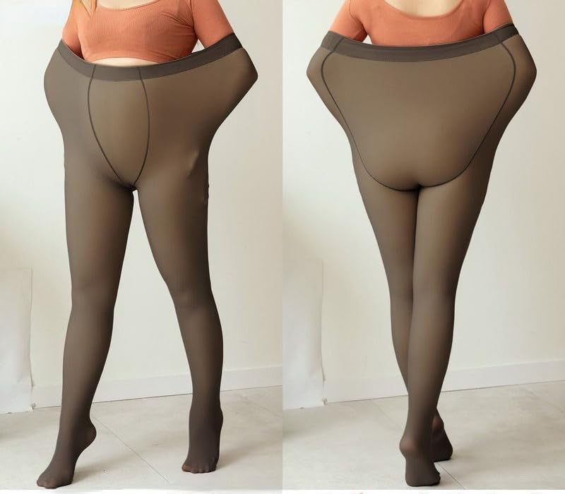 Miniatura 2 de Medias cálidas de talla grande para mujer, con forro polar cálido, color piel, pantimedias térmicas coquetas, leggings transparentes
