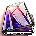 Fantasydao Compatible/Remplacement for Huawei P30 Lite Case Metal Frame Magnetic Clear Tempered Glass Double Cover 360° Protection Anti-Scratch Shell with Huawei P30 LITE (Blue)