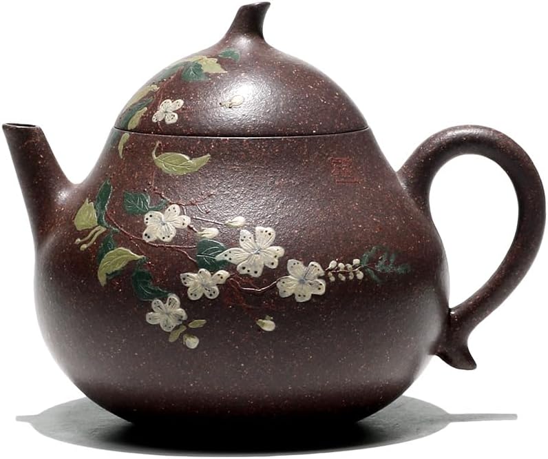 Ceramic Pot Chinese Purple Clay Multifunctional Teapot Household Hand-carved Flower Tree Teapot Tea Ceremony Supplies Coffee Pot Loose Leaf Tea Steeper Chinese