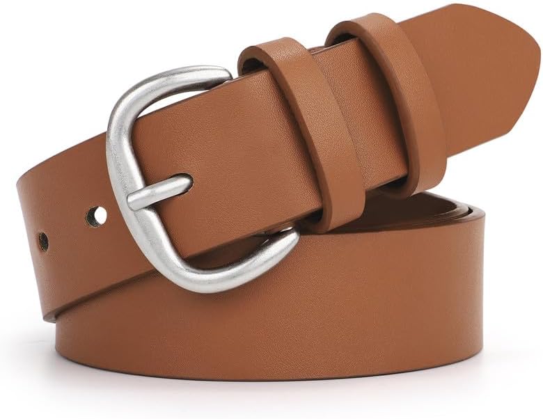 WHIPPY Women Leather Belt for Jeans Pants Dresses Black Ladies Waist Belt with Pin Buckle