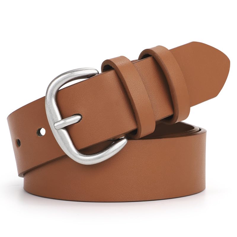 Image of WHIPPY Women Leather Belt for Jeans Pants Dresses Black Ladies Waist Belt with Pin Buckle