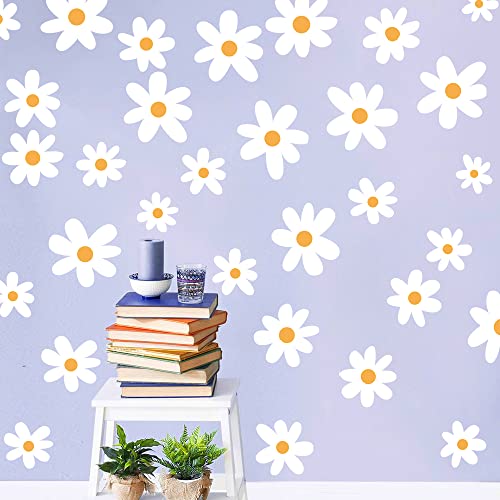 Runtoo Wall Stickers White Flowers Wall Stickers Boho Daisy Floral Wall Decorations Bedroom Girl Bathroom Living Room - Image 2
