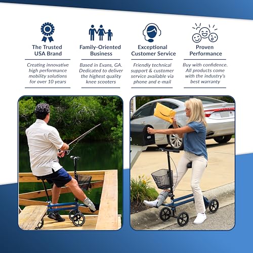 image for KneeRover Steerable Seated Scooter Mobility Knee Walker - Sitting Scoo