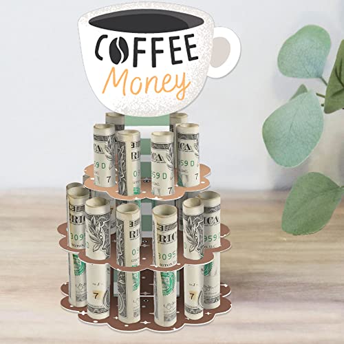 Big Dot of Happiness But First, Coffee - DIY Cafe Themed Party Money Holder Gift - Cash Cake