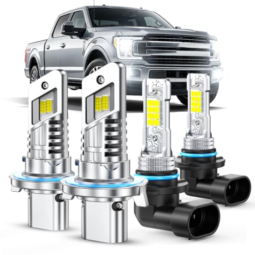 Image of Marsauto H13 H10 LED Light Bulbs Combo 60,000 Lumens 6500K White, 1:1 Size 9008 /H13 9145 /H10 LED Fog Light Bulbs Combo for 2004-2014 Ford F-150, 2005-2020 F250 /F350, 2005-2009 Dodge Dakota, Pack of 4