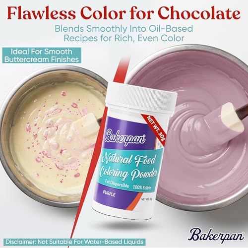 Image of Bakerpan Purple Food Coloring Powder for Baking - 30g Oil Based, Artificial Dye-Free, Plant-Based, Kosher, Gluten-Free - For Buttercream, Chocolate, Candy & Cakes